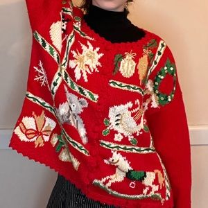 Ugly Christmas sweater vintage in red grandma sweater